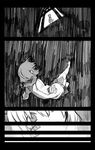  animal_ears cat_ears closing_eyes comic falling greyscale hood hoodie japanese_clothes kitsune_(kazenouta) looking_up monochrome multiple_girls open_mouth original short_hair skirt socks tail torii 