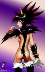  2002 back black_eyes black_hair breasts elbow_gloves female furball hair looking_at_viewer mobian nude over_shoulder shadow_the_hedgehog side_boob sonic_(series) tail thigh_highs 