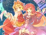  animal_print bad_id bad_pixiv_id blonde_hair dress fuiyu_(feuille0818) gradient_hair hijiri_byakuren multicolored_hair multiple_girls purple_hair short_hair sorcerer's_sutra_scroll tiger_print toramaru_shou touhou two-tone_hair yellow_eyes 