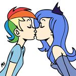  &hearts; 2011 female human kissing lesbian megasweet princess_luna_(mlp) rainbow_dash_(mlp) 