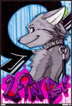  canine chest_tuft collar graffiti lingonius looking_at_viewer male purple_eyes shiuk solo topless wolf 