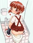  alyo artist_request character_request peeing red_eyes red_hair scat source_request squat_toilet sweat toilet 