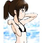  bikini brown_eyes brown_hair chihiro child ghibli loli lowres ogino_chihiro ponytail sen_to_chihiro_no_kamikakushi spirited_away studio_ghibli swimsuit 