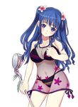  alternate_hairstyle arin bikini bingsang blue_hair breasts cleavage flower golf_club hair_flower hair_ornament medium_breasts pangya purple_eyes see-through solo swimsuit transparent_background twintails 