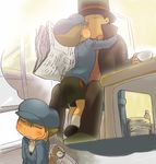  2boys child daydream drool hershel_layton hug kiss level-5 luke_triton multiple_boys professor_layton saliva stuffed_animal teddy_bear yaoi 