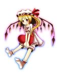  alternate_costume bad_id bad_pixiv_id blonde_hair bow flandre_scarlet frills hat heart long_hair owos red_eyes side_ponytail smile socks solo touhou wings 