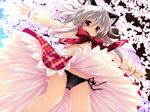  animal_ears game_cg gray_hair hanafubuki panties red_eyes sakuramori_akasha sakurazawa_izumi seifuku underwear upskirt 