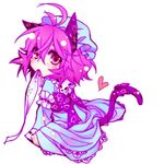  ahoge animal_ears bad_id bad_pixiv_id bow cat_ears goose_h kemonomimi_mode lowres saigyouji_yuyuko solo tail touhou 