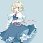  alice_margatroid bad_id bad_pixiv_id blonde_hair blue_eyes blush capelet hairband jewelry ring short_hair slit_pupils smile solo standing touhou white_capelet yokoe_(mealtime) 