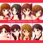  alternate_hairstyle bad_id bad_pixiv_id bare_shoulders black_hair blush brown_hair endou_michiko extra gift green_hair hair_down hair_ornament happy_valentine holding holding_gift k-on! kimura_fumie kinoshita_shizuka long_hair mole multiple_girls nojima_chika open_mouth sasaki_youko shian_(my_lonly_life.) short_hair side_ponytail tachibana_himeko taki_eri twintails valentine wakaouji_ichigo 