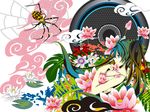  bad_id bad_pixiv_id bug flower hatsune_miku highres lotus sakisato_kiriko silk solo spider spider_web twintails vocaloid 