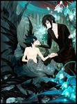  black_hair ciel_phantomhive highres kuroshitsuji male_focus mrsloth multiple_boys nail_polish red_eyes sebastian_michaelis 