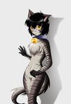  bell cat collar feline female nude stripes unknown_artist 