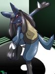  blue eight fellarts lucario male neji pok&eacute;mon red_eyes solo trigrams 