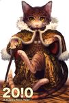  animal bad_id bad_pixiv_id cane cat cat_focus cloak highres new_year no_humans original sitting yellow_eyes yuanmaru 