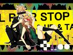  1girl :q blonde_hair blue_eyes brother_and_sister controller famicom game_console hair_ornament hairclip highres kagamine_len kagamine_rin remote_control rimocon_(vocaloid) short_hair siblings smile socks tongue tongue_out twins uk17 vocaloid 