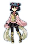  arms_at_sides bad_id bad_pixiv_id black_dress black_hair black_legwear boots bow dress frown fuku_h_hiroko full_body gensou_suikoden gensou_suikoden_v knee_boots lyon pantyhose pink_bow ribbon short_hair short_twintails simple_background skirt solo twintails two_side_up white_background yellow_eyes 