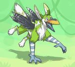  avian feathers feral fur green green_fur gryphon keihound non-anthro solo wings 