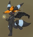  arm_markings black ear_markings face_markings fang fenikusu hat leg_markings looking_at_viewer male markings moon pok&eacute;mon pok&eacute;morph red_eyes solo standing tail tail_markings umbrella umbreon witch_hat 