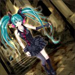  aqua_eyes aqua_hair boots cyprus dress elbow_gloves fingerless_gloves gloves hatsune_miku headphones jewelry long_hair nail_polish necklace solo twintails very_long_hair vocaloid 