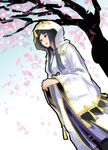  aya_gozen black_hair brown_eyes female hood long_hair nature nlima outdoors plant robe sengoku_musou sengoku_musou_3 sky solo tree 