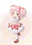  bad_id bad_pixiv_id bow chibi choker gloves hair_bow hal_(pixiv2042201) high_heels highres kaname_madoka kneehighs magical_girl mahou_shoujo_madoka_magica pink_eyes pink_hair shoes short_twintails smile solo twintails white_gloves white_legwear 