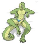  abs alligator balls biceps big_muscles big_penis claws cum cum_on_penis cum_string erection fangs humanoid_penis keihound looking_at_viewer male muscles omphalos pecs penis plain_background presenting reptile scalie solo speedo swimsuit toned underwear white_background 