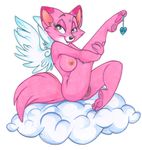  angel cat cloud feline female natasha_cat nude pink solo 