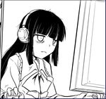  bags_under_eyes eien_no_sai_tori face greyscale headphones hikikomori houraisan_kaguya long_hair monitor monochrome mouse_(computer) neet solo touhou 