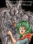  anthro human karabiner mac-10 mammal weapon were werewolf wolf 