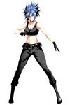  bad_id bad_pixiv_id banned_artist blue_eyes blue_hair boots breasts cleavage collarbone leona_heidern medium_breasts navel pants s_tanly solo tank_top the_king_of_fighters 