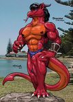  dracono dragon ken_sample loincloth male muscles scalie solo underwear 