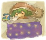  bad_id bad_pixiv_id chibi green_hair kazami_yuuka pillow short_hair sleeping solo touhou wata_(rakopepa) 