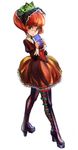  book boots bow dress frog glasses grimgrimoire headdress kamitani_george margarita_surprise official_art orange_hair short_hair simple_background smile solo thigh_boots thighhighs yellow_eyes 