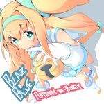  :p bell blazblue blonde_hair boots bow character_name copyright_name cow_bell foreshortening gloves green_eyes hair_bow hairband heart iguana_henshuu-chou licking licking_hand long_hair low-tied_long_hair magical_girl platinum_the_trinity quad_tails ribbon skirt smile symbol-shaped_pupils tongue tongue_out twintails very_long_hair 