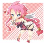  angel bad_id bad_pixiv_id blue_eyes bosutafu braid bright_pupils chibi disgaea hair_tubes heart makai_senki_disgaea_4 pink_hair ribbon single_braid smile solo tabard vulcanus_(disgaea_4) wings 