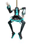  3d animated animated_gif dancing deino detached_sleeves gif hatsune_miku headless lowres maeda_koutarou necktie open_clothes open_shirt shirt simple_background suspension thighhighs vocaloid 