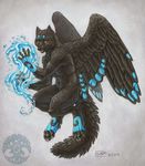  blue canine flying happy katie_hofgard magic male puffy solo tail wings wolf 