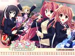  calendar drums guitar hinata_mutsuki instrument izumi_kyouka kouda_hazumi matsuoka_kanade natsume_otona seifuku yotsuiro_passionato! 