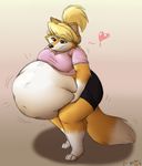  &hearts; belly belly_grab breasts canine fat female fox love_handles mammal obese overweight scottc smile solo tongue vixen vore 