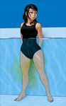  bathing_suit brunette peeing peeing_in_pool pool 