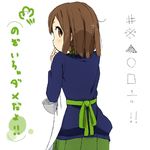  apron bowl brown_eyes brown_hair finger_in_mouth hirasawa_yui k-on! looking_back nasuna short_hair solo sweater translation_request 