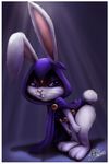  14-bis animal_ears bent_over blue_eyes cute female fernando_faria lagomorph looking_at_viewer pose rabbit raven_(teen_titans) solo teen_titans 