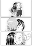  akiyama_mio bad_id bad_pixiv_id bandages blush comic greyscale hairband hug k-on! long_hair monochrome multiple_girls shimofuri_kaeru short_hair tainaka_ritsu tears translated younger 