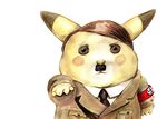  adolf_hitler black_eyes black_hair formal highres male male_focus nazi pikachu pokemon suit 