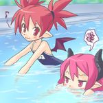  disgaea etna horns lowres magenta_hair pink_hair raspberyl red_hair swimming 