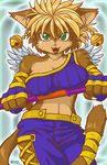 bells cat danae feline female legend_of_mana looking_at_viewer polearm ryou solo staff weapon wings 
