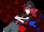  armband crossed_arms directional_arrow drill_hair hat hexagon kasane_teto map military military_uniform necktie pink_hair red_eyes riding_crop rod sleeves_rolled_up solo tk28 twin_drills twintails uniform utau 