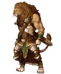  armor feline kouta lion male mammal muscles plain_background sword weapon white_background 