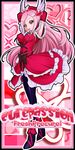  arms_up black_legwear character_name copyright_name cure_passion dress eyelashes fresh_precure! gloves hair_ornament heart heart_hair_ornament higashi_setsuna jewelry magical_girl pantyhose pink_hair precure red_eyes solo yoshimune 